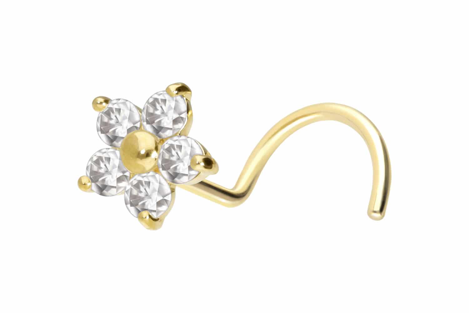 14/18 Karat Gold Nasenstecker Spirale MOISSANIT-BLUME